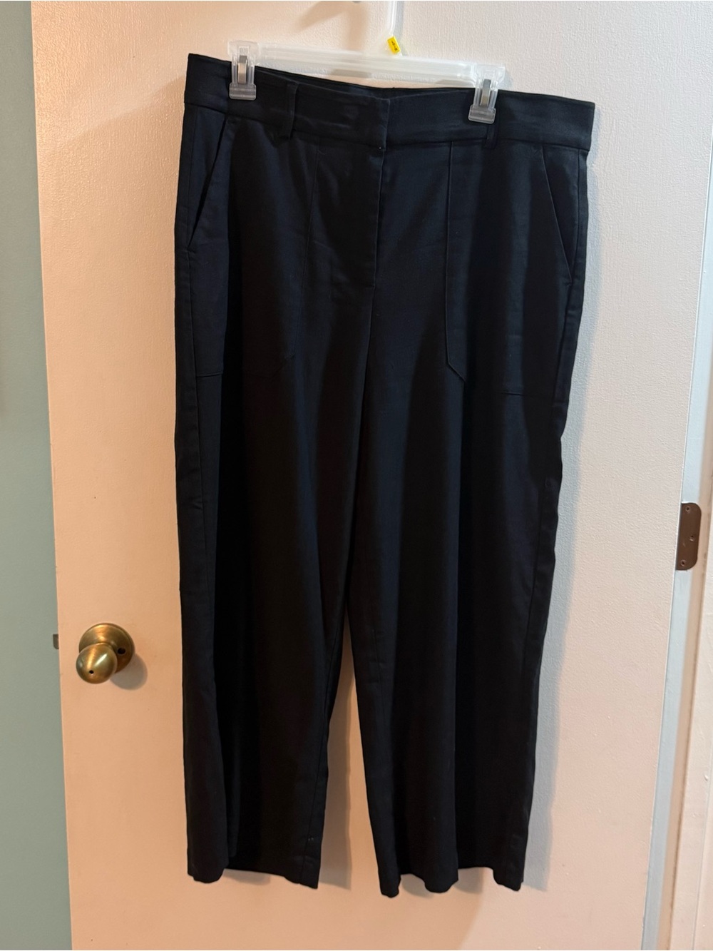 Haver & Blair Black Wide-Leg Women's Trousers Linen Blend size L